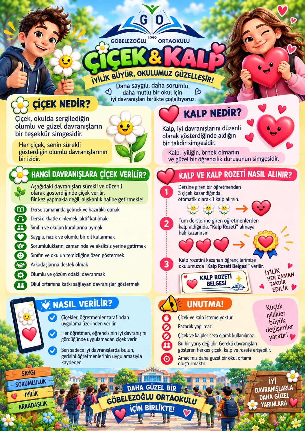 Çiçek & Kalp bilgilendirme afişi