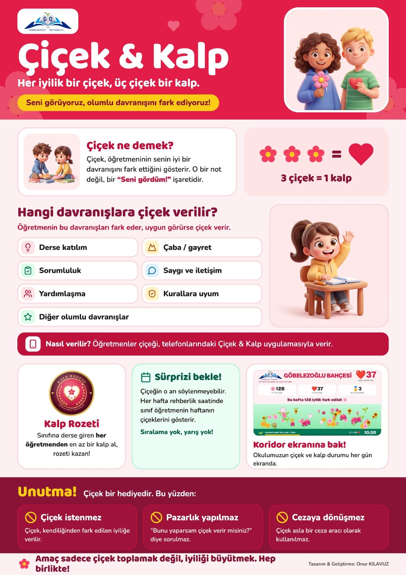 Çiçek & Kalp öğrenci afişi
